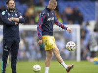 Adam Wharton #20 of Crystal Palace F.C. warms up during the Premier League match between Everton and Crystal Palace at Goodison Park in Live...