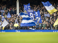 Everton fans during the Premier League match between Everton and Crystal Palace at Goodison Park in Liverpool, England, on September 28, 202...