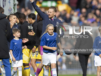 Jordan Pickford #1 (GK) of Everton F.C. during the Premier League match between Everton and Crystal Palace at Goodison Park in Liverpool, En...