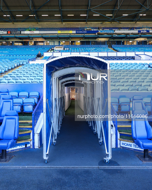 A view up the player tunnel ahead of practice during the Sky Bet Championship match between Sheffield Wednesday and West Bromwich Albion at...