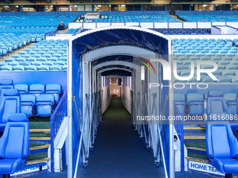 A view up the player tunnel ahead of practice during the Sky Bet Championship match between Sheffield Wednesday and West Bromwich Albion at...