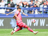 Darnell Furlong of WBA attempts to intercept the shot from Marvin Johnson of Sheffield Wednesday during the Sky Bet Championship match betwe...