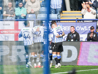 Sheffield Wednesday celebrate the opening goal claimed by #18, Marvin Johnson of Sheffield Wednesday (possible own goal) during the Sky Bet...