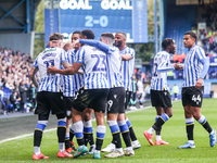 Josh Windass of Sheffield Wednesday celebrates his goal with teammates during the Sky Bet Championship match between Sheffield Wednesday and...