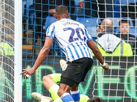 James Beadle of Sheffield Wednesday intercepts the cross at the feet of #20, Uros Racic of WBA during the Sky Bet Championship match between...