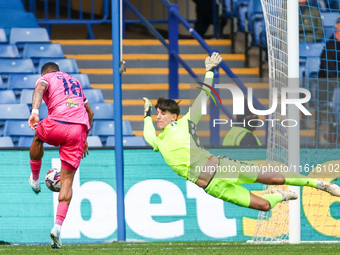 #18, Karlan Grant of WBA is denied by #1, James Beadle of Sheffield Wednesday during the Sky Bet Championship match between Sheffield Wednes...