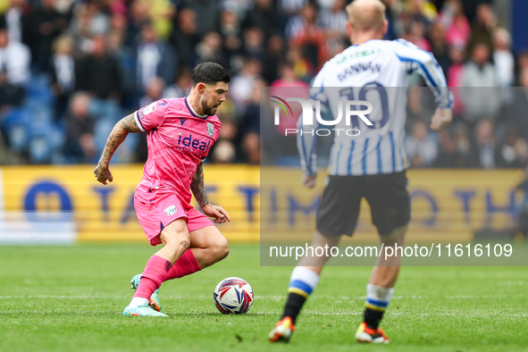 Alex Mowatt of WBA on the ball attempts to create space during the Sky Bet Championship match between Sheffield Wednesday and West Bromwich...