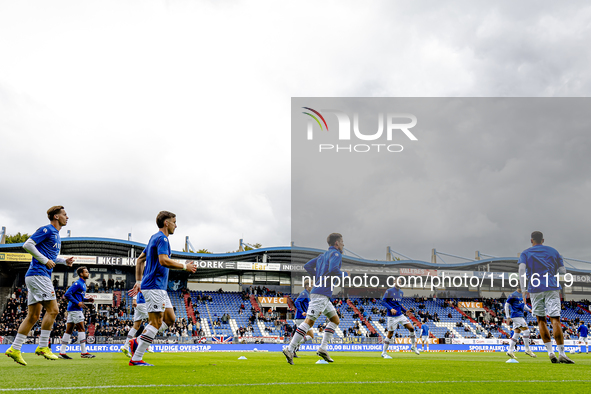 Willem II warms up during the match Willem II vs. PSV at the Koning Willem II stadium for the Dutch Eredivisie season 2024-2025 in Tilburg,...