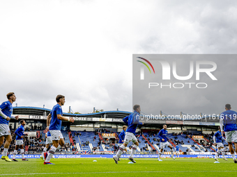 Willem II warms up during the match Willem II vs. PSV at the Koning Willem II stadium for the Dutch Eredivisie season 2024-2025 in Tilburg,...