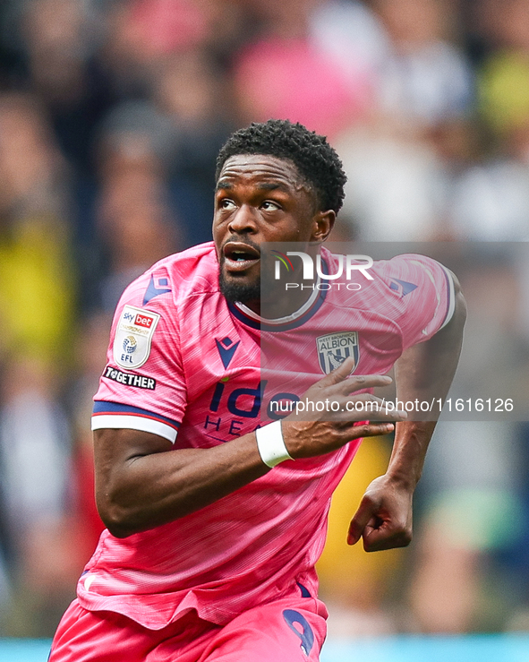 Josh Maja of WBA runs forward during the Sky Bet Championship match between Sheffield Wednesday and West Bromwich Albion at Hillsborough in...