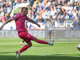 Jed Wallace of WBA attempts a shot on goal during the Sky Bet Championship match between Sheffield Wednesday and West Bromwich Albion at Hil...