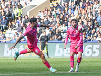 #27, Alex Mowatt of WBA lines up the volley which makes it 2-2, watched by #22, Mikey Johnston, during the Sky Bet Championship match betwee...