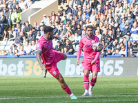 #27, Alex Mowatt of WBA lines up the volley which makes it 2-2, watched by #22, Mikey Johnston, during the Sky Bet Championship match betwee...