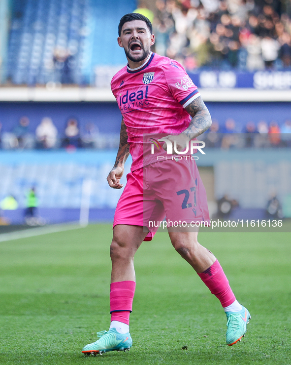 Alex Mowatt of WBA celebrates his goal during the Sky Bet Championship match between Sheffield Wednesday and West Bromwich Albion at Hillsbo...