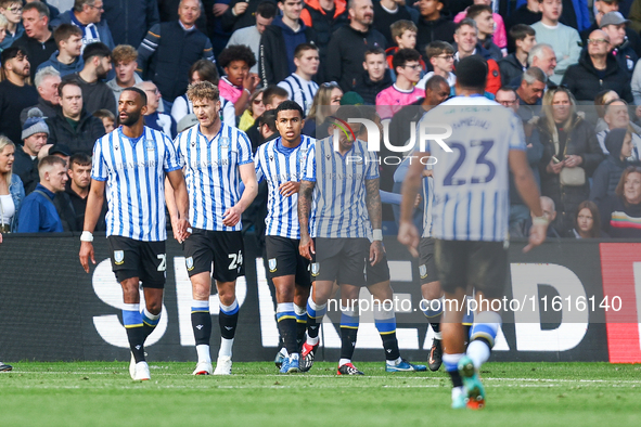 Sheffield Wednesday reset following goal #3, which gives them the victory during the Sky Bet Championship match between Sheffield Wednesday...