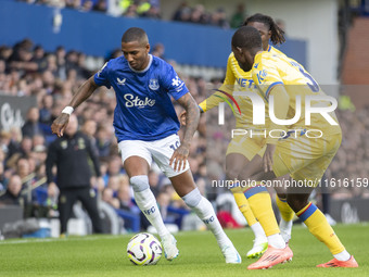 Ashley Young #18 of Everton F.C. is in action during the Premier League match between Everton and Crystal Palace at Goodison Park in Liverpo...