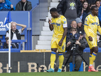 Marc Guehi #6 of Crystal Palace F.C. celebrates his goal during the Premier League match between Everton and Crystal Palace at Goodison Park...