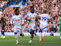 Wilfried Gnonto (Leeds United) scores his team's first goal during the Sky Bet Championship match between Leeds United and Coventry City at...