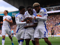 Wilfried Gnonto (Leeds United) scores his team's first goal during the Sky Bet Championship match between Leeds United and Coventry City at...