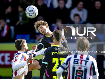 Willem II forward Kyan Veasen and PSV Eindhoven defender Olivier Boscagli during the match Willem II vs. PSV at the Koning Willem II stadium...