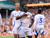 Wilfried Gnonto (Leeds United) scores his team's first goal during the Sky Bet Championship match between Leeds United and Coventry City at...