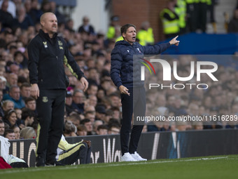 Crystal Palace F.C. manager Oliver gesticulates during the Premier League match between Everton and Crystal Palace at Goodison Park in Liver...