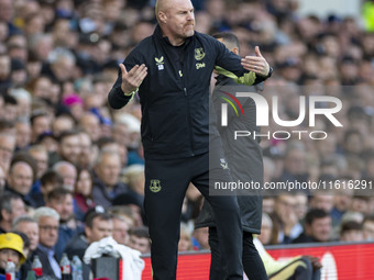 Everton F.C. manager Sean Dyche gesticulates during the Premier League match between Everton and Crystal Palace at Goodison Park in Liverpoo...