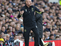 Everton F.C. manager Sean Dyche gesticulates during the Premier League match between Everton and Crystal Palace at Goodison Park in Liverpoo...