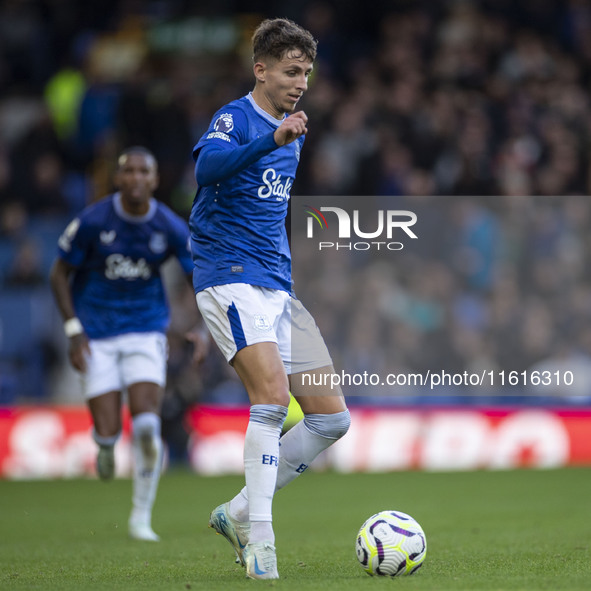 During the Premier League match between Everton and Crystal Palace at Goodison Park in Liverpool, England, on September 28, 2024. 