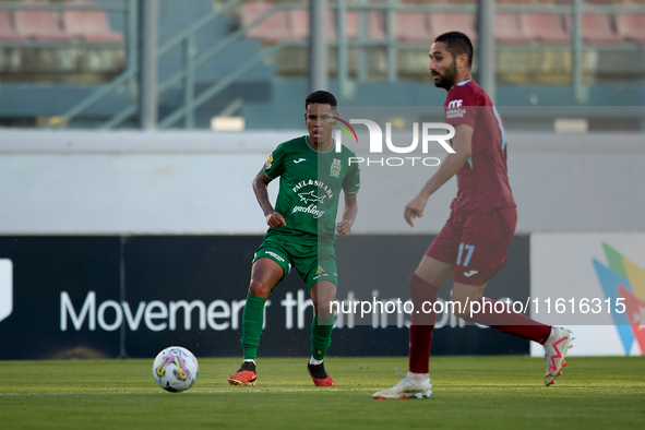 Thiago Dos Santos Nascimento of Floriana is in action during the Malta 360 Sports Premier League soccer match between Floriana and Gzira Uni...