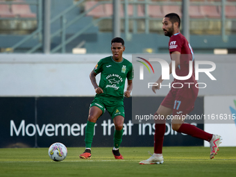 Thiago Dos Santos Nascimento of Floriana is in action during the Malta 360 Sports Premier League soccer match between Floriana and Gzira Uni...