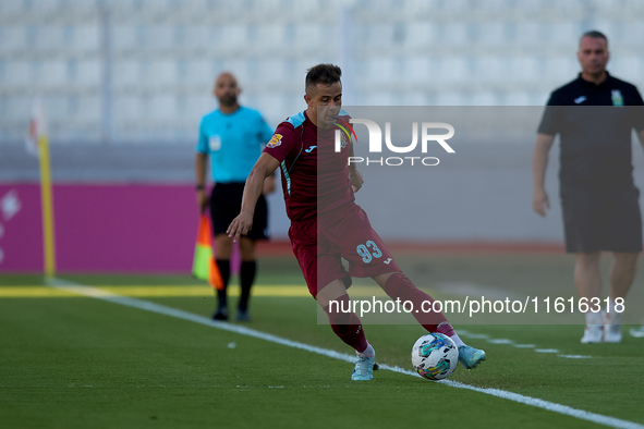 Thiago Espindola de Paula of Gzira United is in action during the Malta 360 Sports Premier League soccer match between Floriana and Gzira Un...