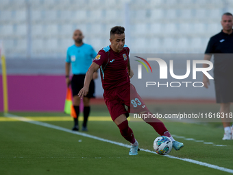 Thiago Espindola de Paula of Gzira United is in action during the Malta 360 Sports Premier League soccer match between Floriana and Gzira Un...