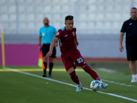 Thiago Espindola de Paula of Gzira United is in action during the Malta 360 Sports Premier League soccer match between Floriana and Gzira Un...