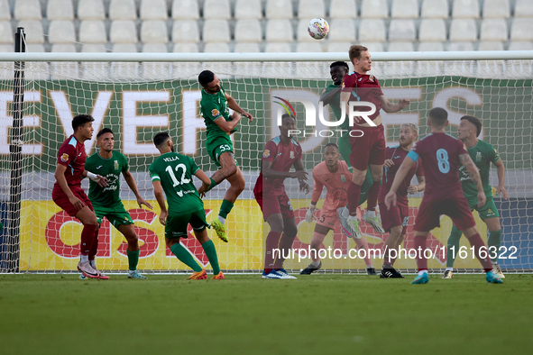 A generic action view in the Floriana goalmouth during the Malta 360 Sports Premier League soccer match between Floriana and Gzira United at...