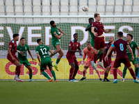 A generic action view in the Floriana goalmouth during the Malta 360 Sports Premier League soccer match between Floriana and Gzira United at...