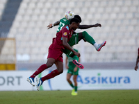 Zuniga Farid of Gzira United competes for the ball with Franklin Sasere of Floriana during the Malta 360 Sports Premier League soccer match...