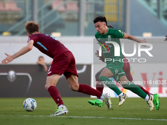 Carlo Zammit Lonardelli of Floriana is in action during the Malta 360 Sports Premier League soccer match between Floriana and Gzira United a...