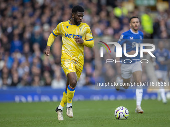 Jefferson Lerma #8 of Crystal Palace F.C. is in action during the Premier League match between Everton and Crystal Palace at Goodison Park i...