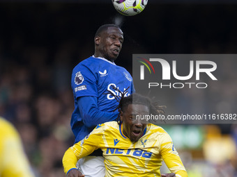 During the Premier League match between Everton and Crystal Palace at Goodison Park in Liverpool, England, on September 28, 2024. (