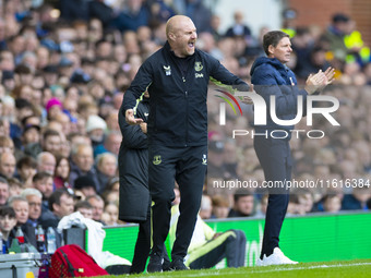 Everton F.C. manager Sean Dyche gesticulates during the Premier League match between Everton and Crystal Palace at Goodison Park in Liverpoo...