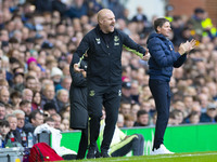 Everton F.C. manager Sean Dyche gesticulates during the Premier League match between Everton and Crystal Palace at Goodison Park in Liverpoo...