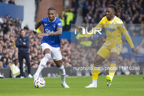 Ashley Young #18 of Everton F.C. is in action during the Premier League match between Everton and Crystal Palace at Goodison Park in Liverpo...