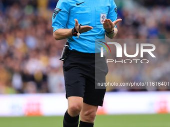 Gavin Ward, the match referee, during the Sky Bet Championship match between Leeds United and Coventry City at Elland Road in Leeds, England...