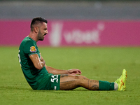 Alexandros Kouro of Floriana lies injured on the pitch after the Malta 360 Sports Premier League soccer match between Floriana and Gzira Uni...