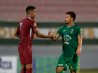 Thaylor Aldama of Gzira United and Augusto Fernando De Araujo Rodrigues of Floriana shake hands after the Malta 360 Sports Premier League so...