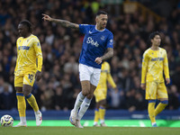 Dwight McNeil #7 of Everton F.C. celebrates his goal during the Premier League match between Everton and Crystal Palace at Goodison Park in...