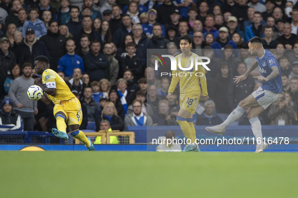 Dwight McNeil #7 of Everton F.C. scores a goal during the Premier League match between Everton and Crystal Palace at Goodison Park in Liverp...