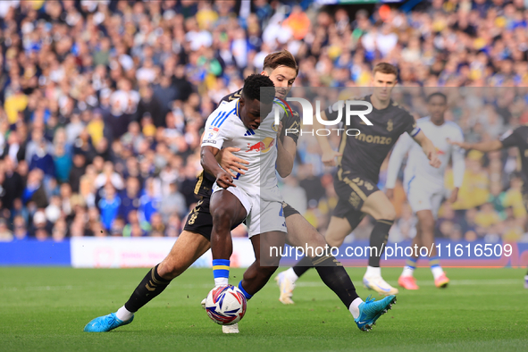 Wilfried Gnonto (Leeds United) goes down but isn't given a penalty during the Sky Bet Championship match between Leeds United and Coventry C...