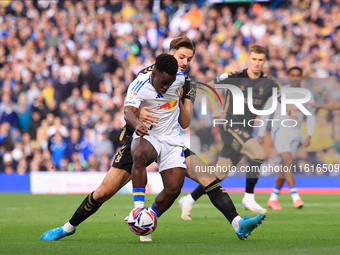 Wilfried Gnonto (Leeds United) goes down but isn't given a penalty during the Sky Bet Championship match between Leeds United and Coventry C...